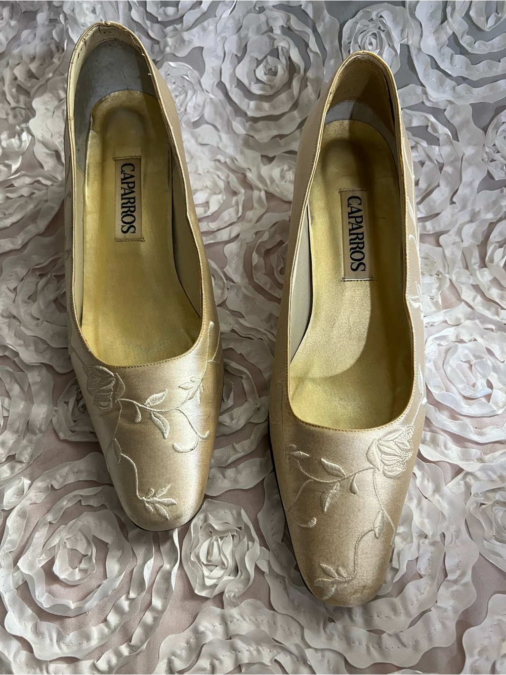 Caparros Cream Satin Embroidered shoes